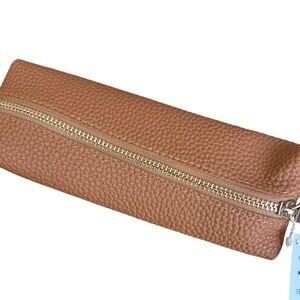 Tan Vegan Leather Pouch perfect for pens in your handbags